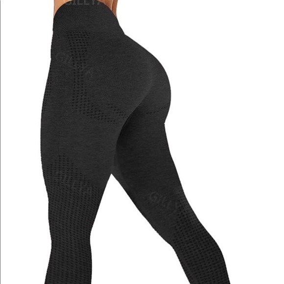 Black High Waisted Leggings Seamless Tights Medium - Picture 2 of 4